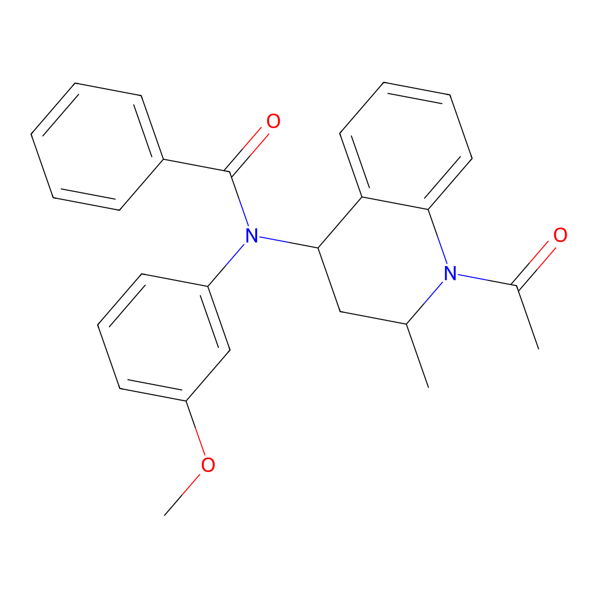 N-(1-acetyl-2-methyl-1,2,3,4-tetrahydroquinolin-4-yl)-N-(3-methoxyphenyl)benzamide molecular structure, CAS 300834-44-0