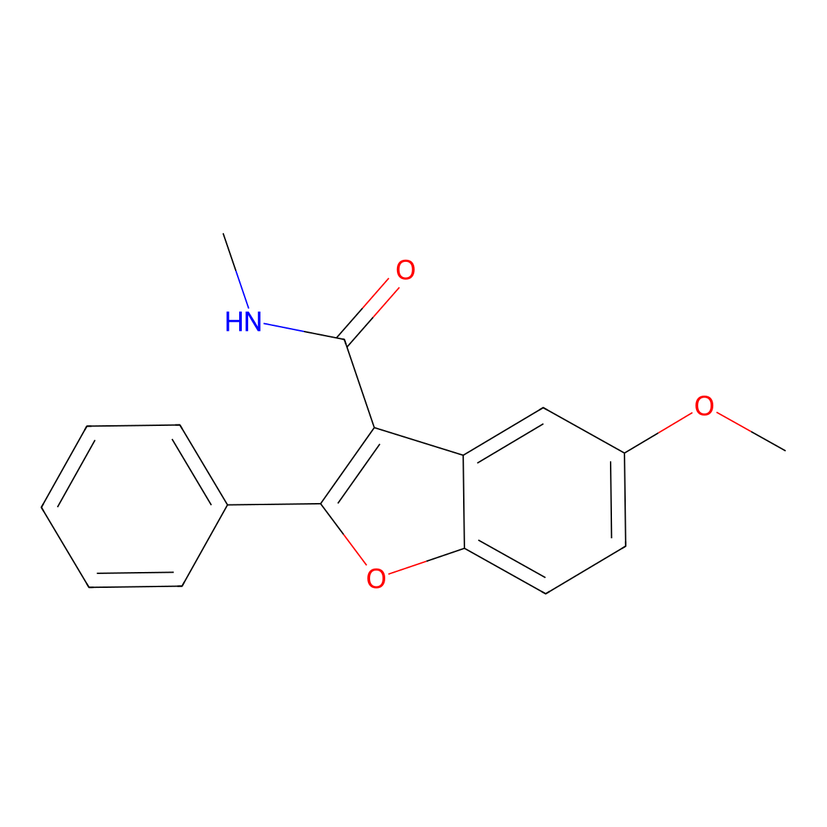 5-methoxy-N-methyl-2-phenyl-1-benzofuran-3-carboxamide molecular structure, CAS 300834-53-1