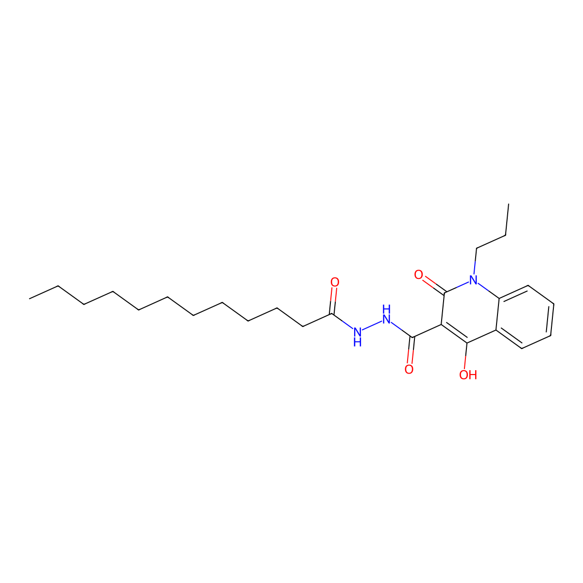 N'-dodecanoyl-4-hydroxy-2-oxo-1-propyl-1,2-dihydroquinoline-3-carbohydrazide molecular structure, CAS 300834-73-5