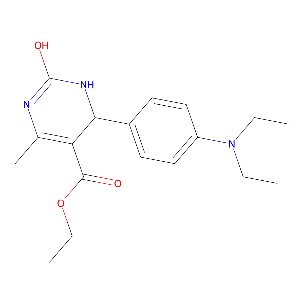 Ethyl 4-(4-(diethylamino)phenyl)-6-methyl-2-oxo-1,2,3,4-tetrahydropyrimidine-5-carboxylate molecular structure, CAS 300835-08-9