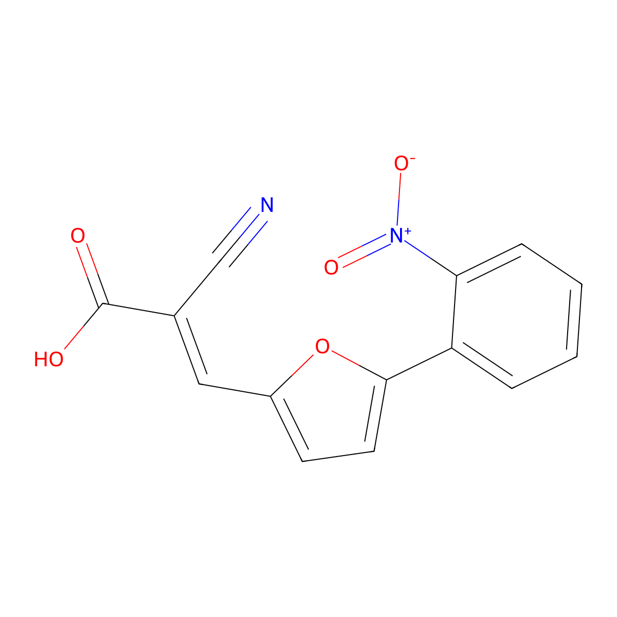 2-Cyano-3-(5-(2-nitrophenyl)furan-2-yl)acrylic acid molecular structure, CAS 300835-21-6
