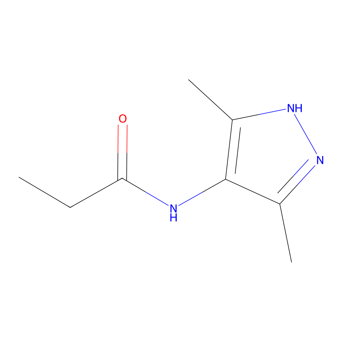 N-(3,5-dimethyl-1H-pyrazol-4-yl)propanamide molecular structure, CAS 300835-30-7