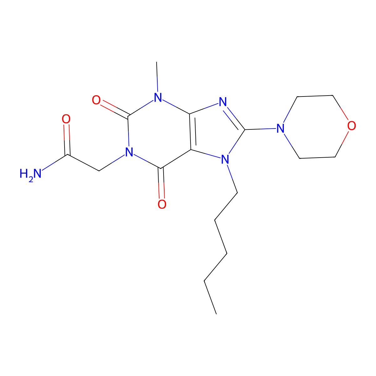 2-(3-methyl-8-morpholino-2,6-dioxo-7-pentyl-2,3,6,7-tetrahydro-1H-purin-1-yl)acetamide molecular structure, CAS 300835-41-0