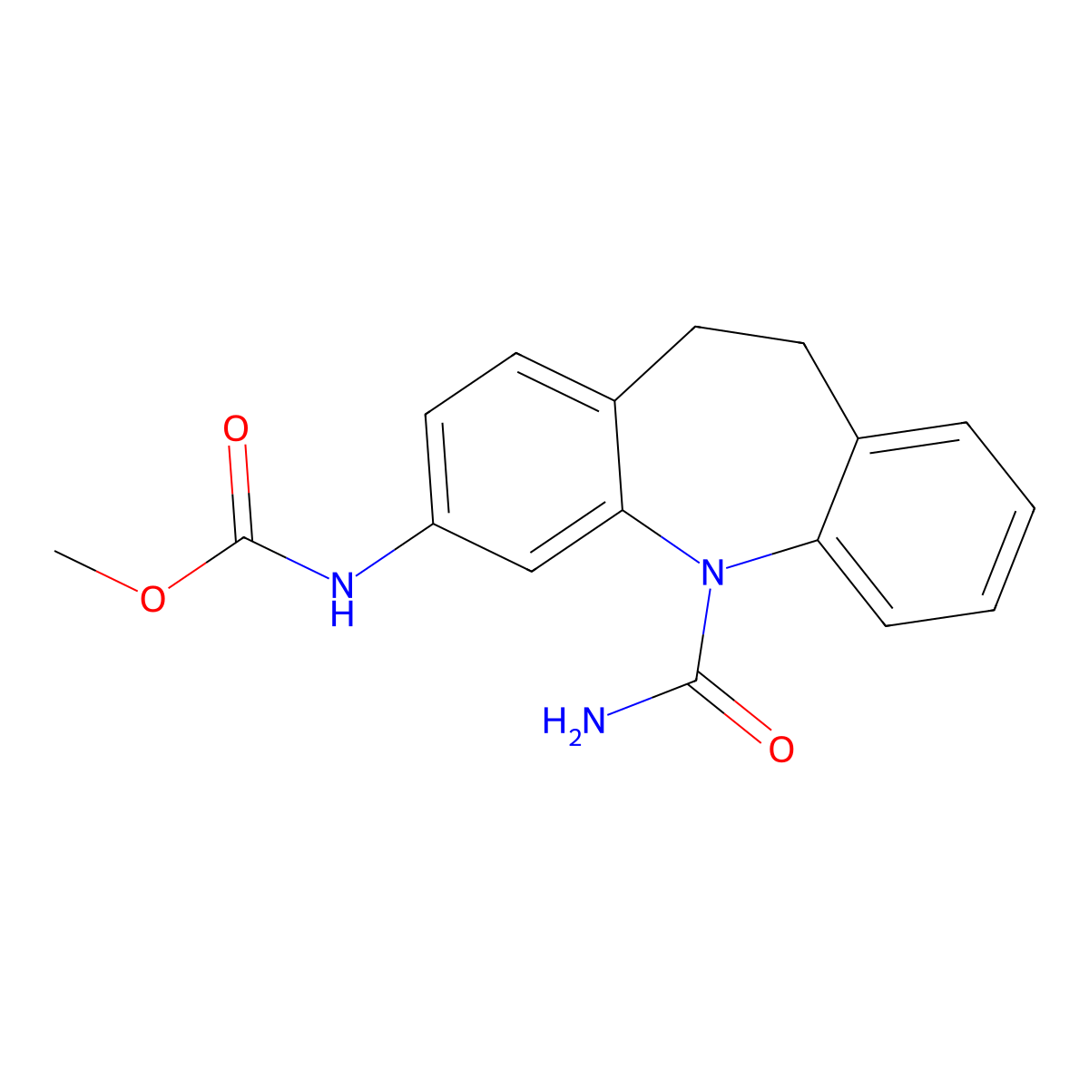 methyl (5-carbamoyl-10,11-dihydro-5H-dibenzo[b,f]azepin-3-yl)carbamate molecular structure, CAS 300836-20-8