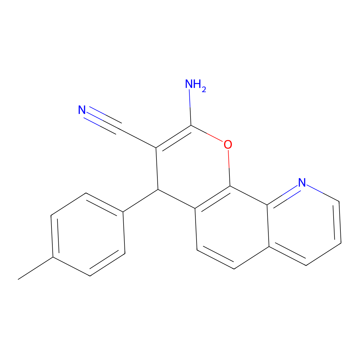 2-Amino-4-(4-methylphenyl)-4H-pyrano[3,2-H]quinoline-3-carbonitrile molecular structure, CAS 300836-70-8