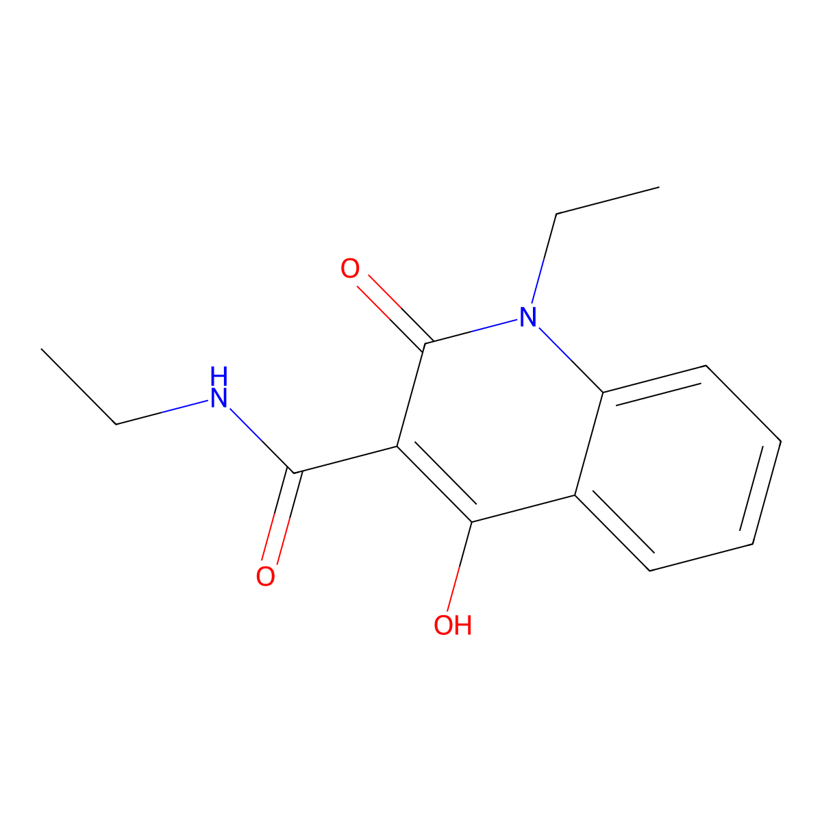 N,1-diethyl-4-hydroxy-2-oxo-1,2-dihydroquinoline-3-carboxamide molecular structure, CAS 300836-86-6