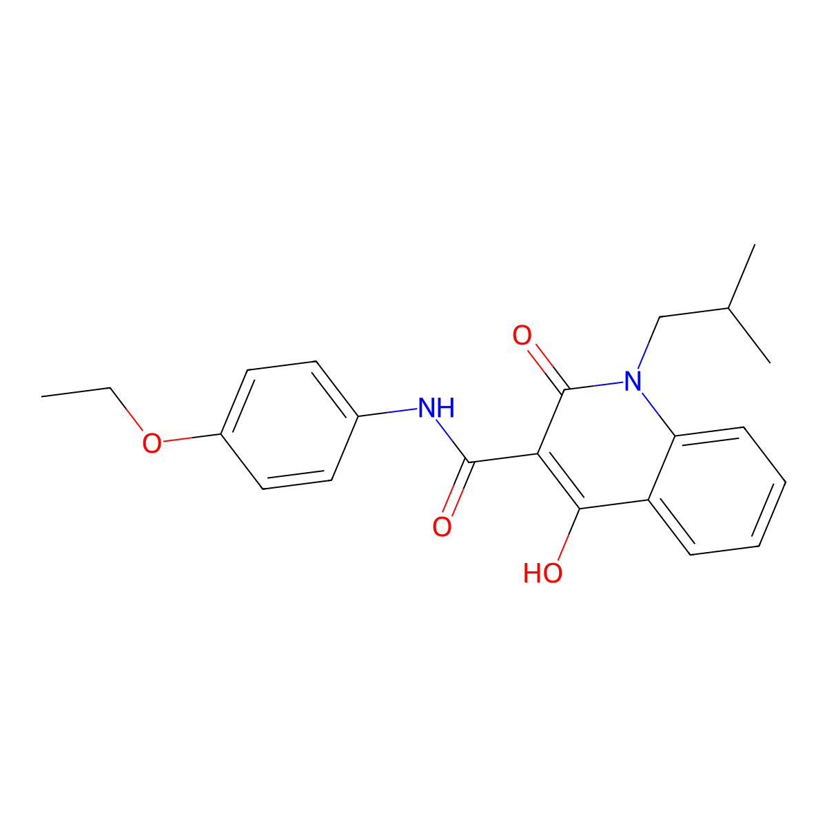 N-(4-ethoxyphenyl)-4-hydroxy-1-(2-methylpropyl)-2-oxo-1,2-dihydroquinoline-3-carboxamide molecular structure, CAS 300837-16-5