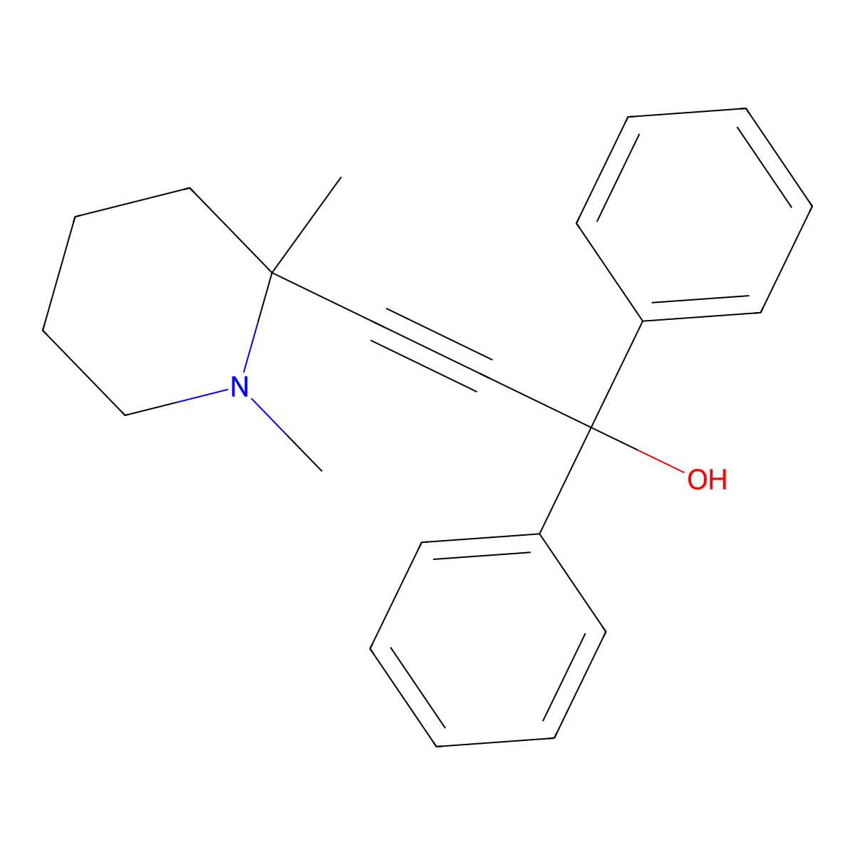 3-(1,2-Dimethyl-2-piperidinyl)-1,1-diphenyl-2-propyn-1-ol molecular structure, CAS 300837-49-4