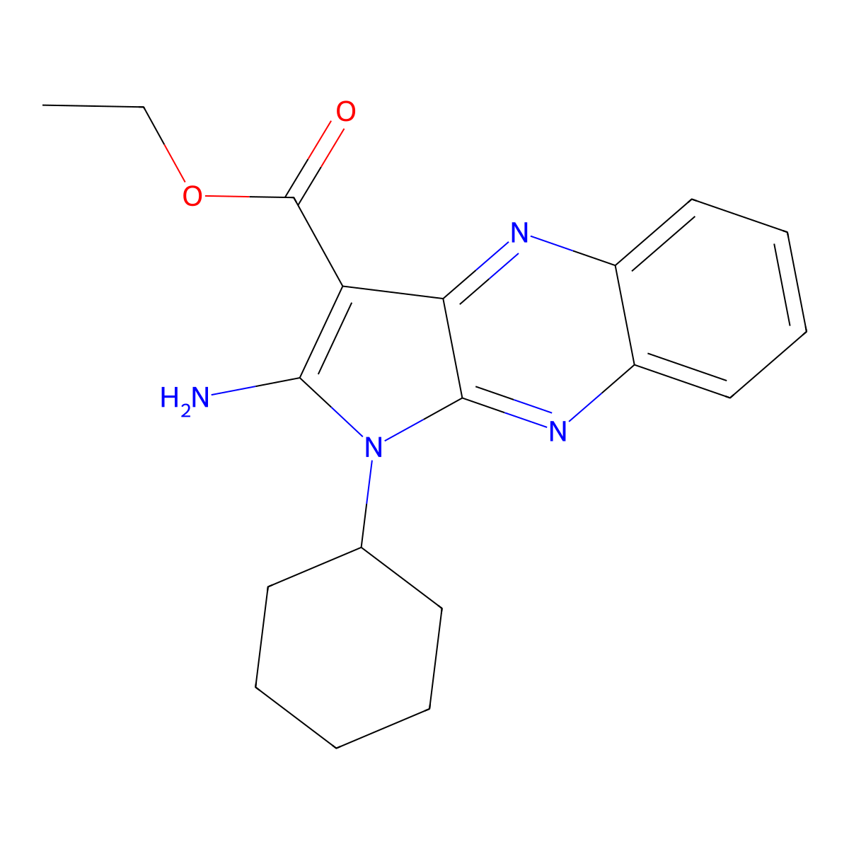 2-Amino-1-cyclohexyl-3-pyrrolo[3,2-b]quinoxalinecarboxylic acid ethyl ester molecular structure, CAS 300837-78-9