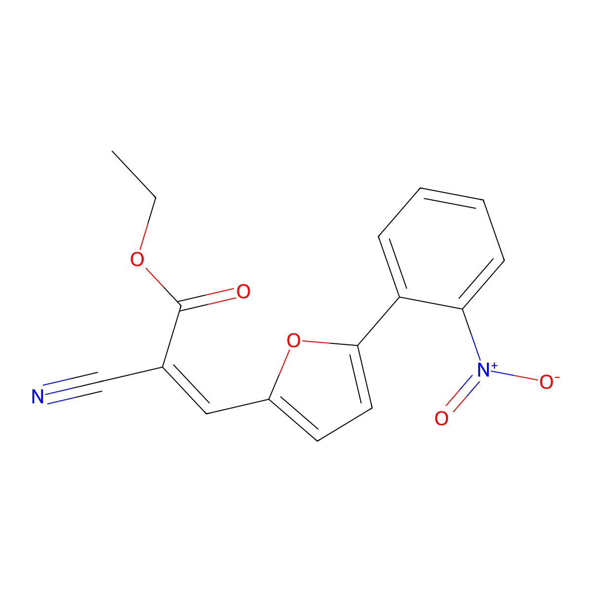 Ethyl 2-cyano-3-(5-(2-nitrophenyl)furan-2-yl)acrylate molecular structure, CAS 300837-98-3