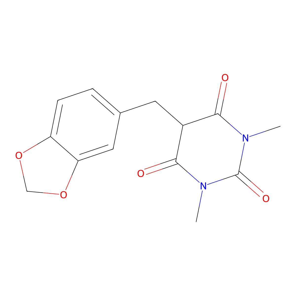 5-(1,3-Benzodioxol-5-ylmethyl)-1,3-dimethyl-1,3-diazinane-2,4,6-trione molecular structure, CAS 300838-06-6