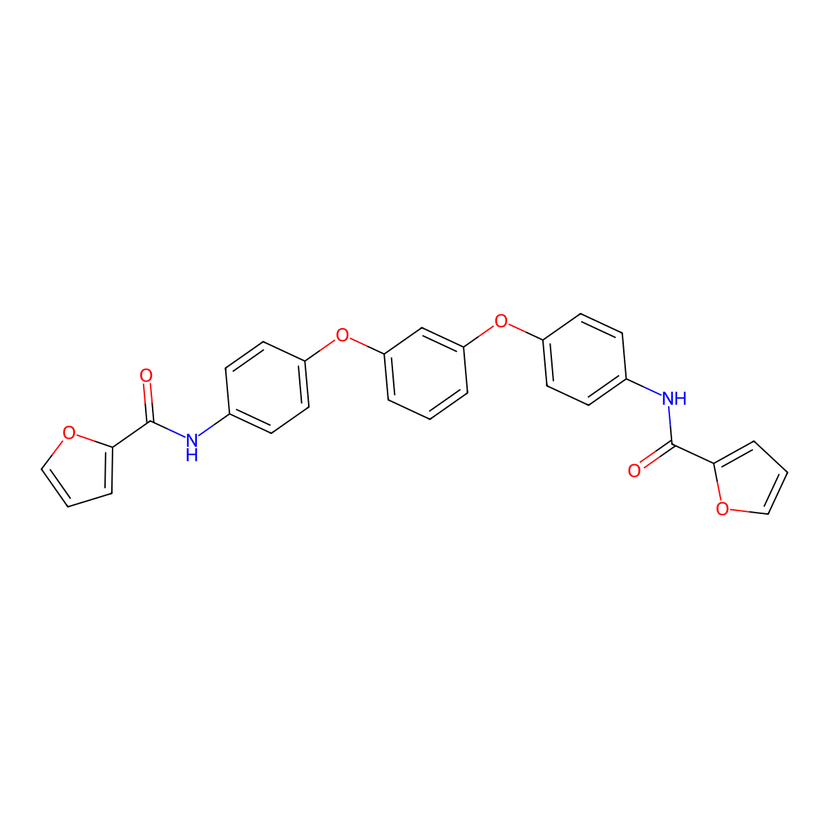 N-[4-[3-[4-(furan-2-carbonylamino)phenoxy]phenoxy]phenyl]furan-2-carboxamide molecular structure, CAS 300838-11-3