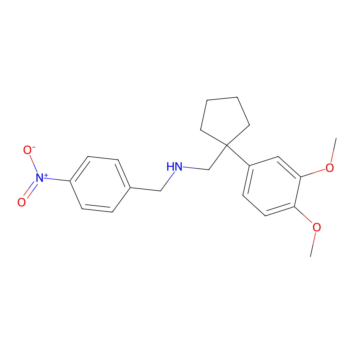 N-[[1-(3,4-dimethoxyphenyl)cyclopentyl]methyl]-1-(4-nitrophenyl)methanamine molecular structure, CAS 300838-13-5