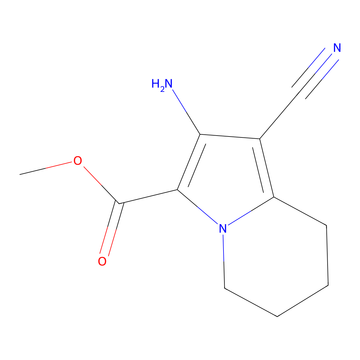 Methyl 2-amino-1-cyano-5,6,7,8-tetrahydroindolizine-3-carboxylate molecular structure, CAS 300839-07-0