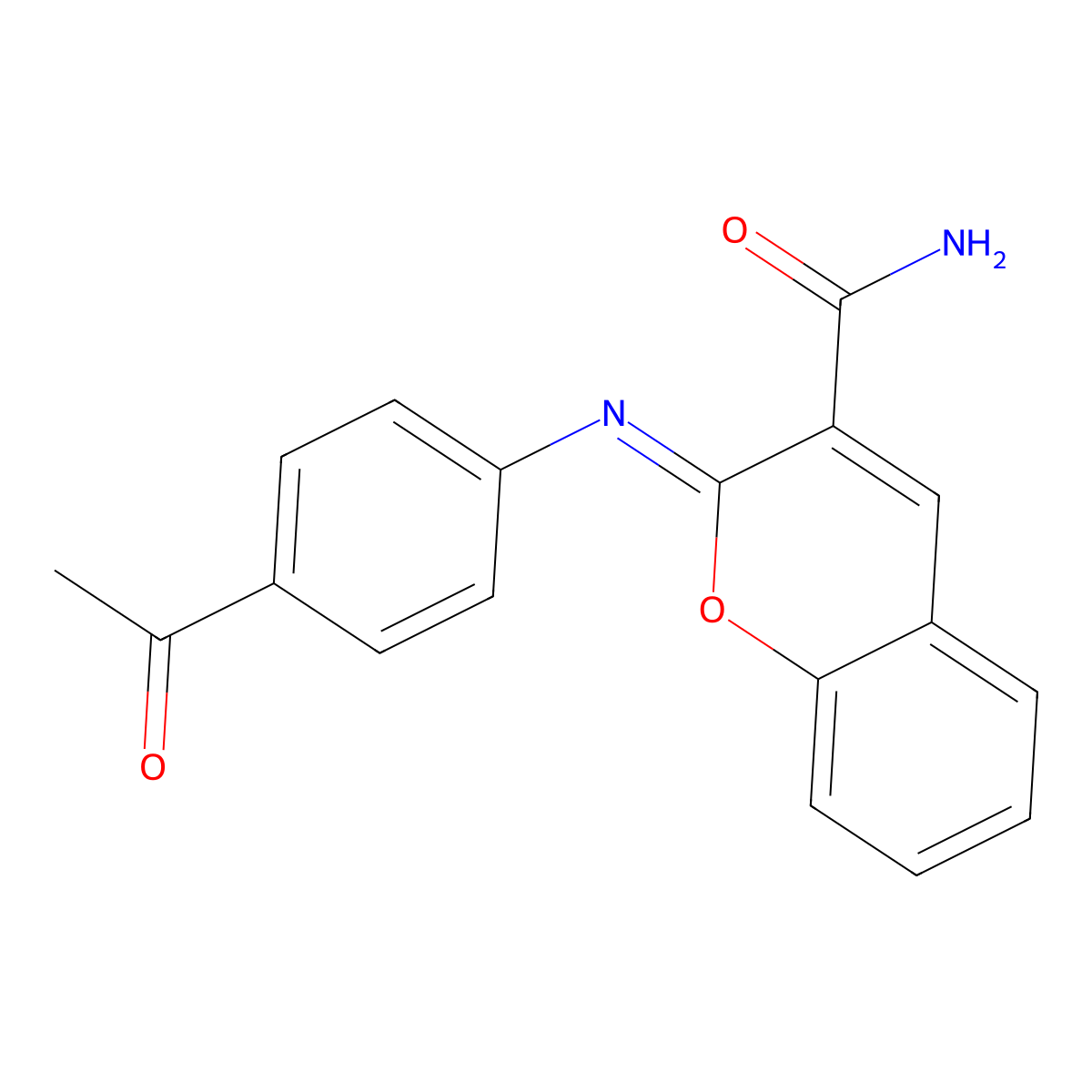 (Z)-2-((4-acetylphenyl)imino)-2H-chromene-3-carboxamide molecular structure, CAS 300839-15-0