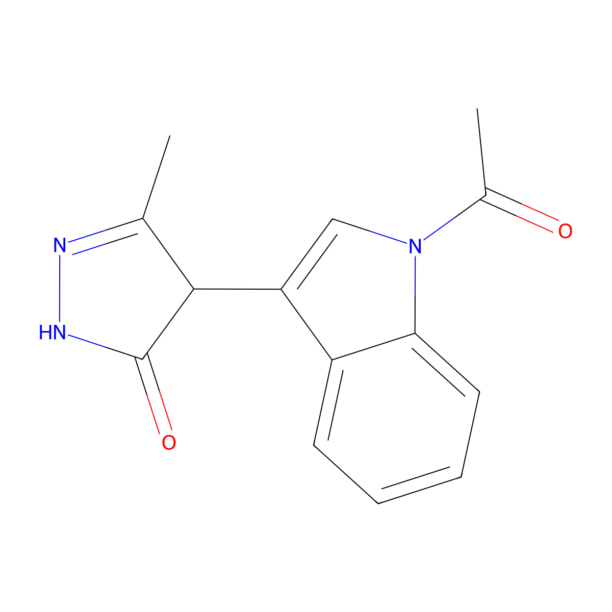 4-(1-Acetyl-1H-indol-3-yl)-3-methyl-1H-pyrazol-5(4H)-one molecular structure, CAS 300839-31-0