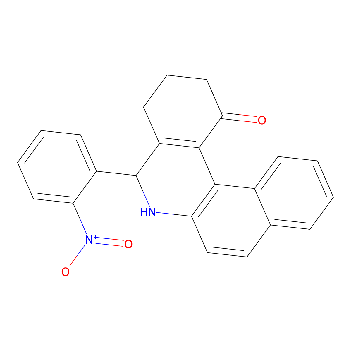 5-(2-nitrophenyl)-3,4,5,6-tetrahydro-2H-benzo[a]phenanthridin-1-one molecular structure, CAS 300839-46-7