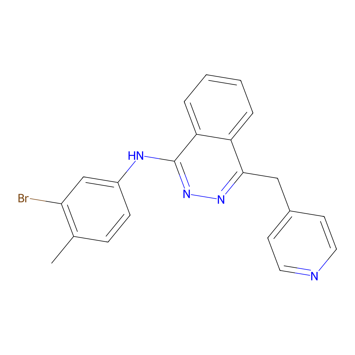 N-(3-bromo-4-methylphenyl)-4-(pyridin-4-ylmethyl)phthalazin-1-amine molecular structure, CAS 300842-64-2