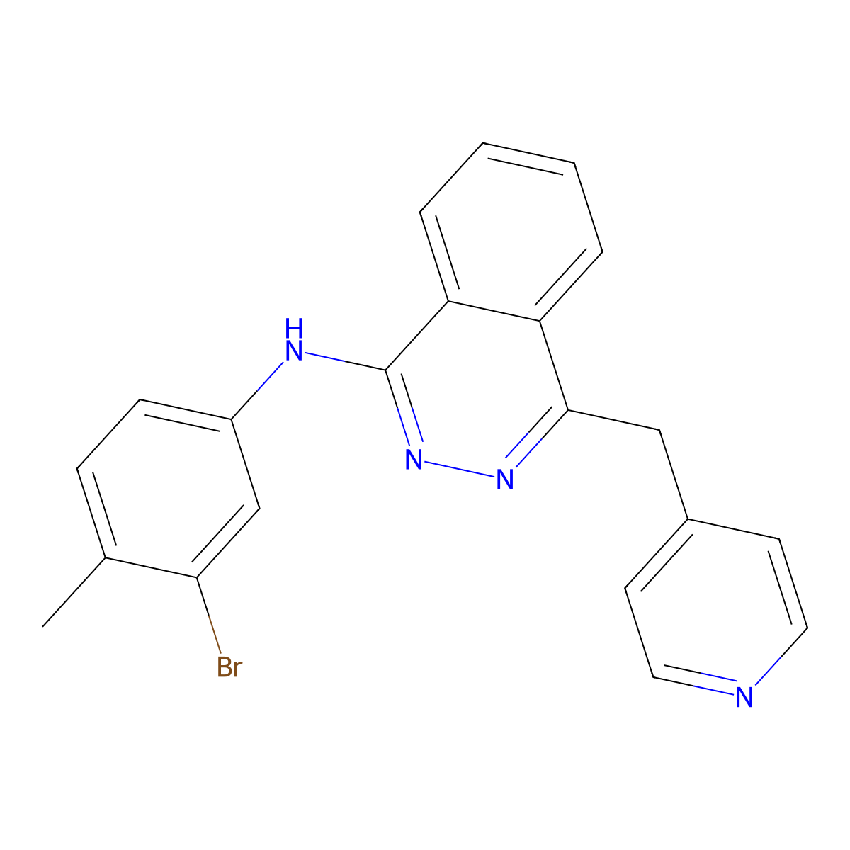 N-(3-bromo-4-methylphenyl)-4-(pyridin-4-ylmethyl)phthalazin-1-amine molecular structure, CAS 300842-64-2