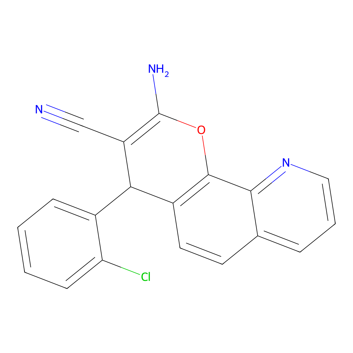 2-amino-4-(2-chlorophenyl)-4H-pyrano[3,2-h]quinoline-3-carbonitrile molecular structure, CAS 300843-86-1