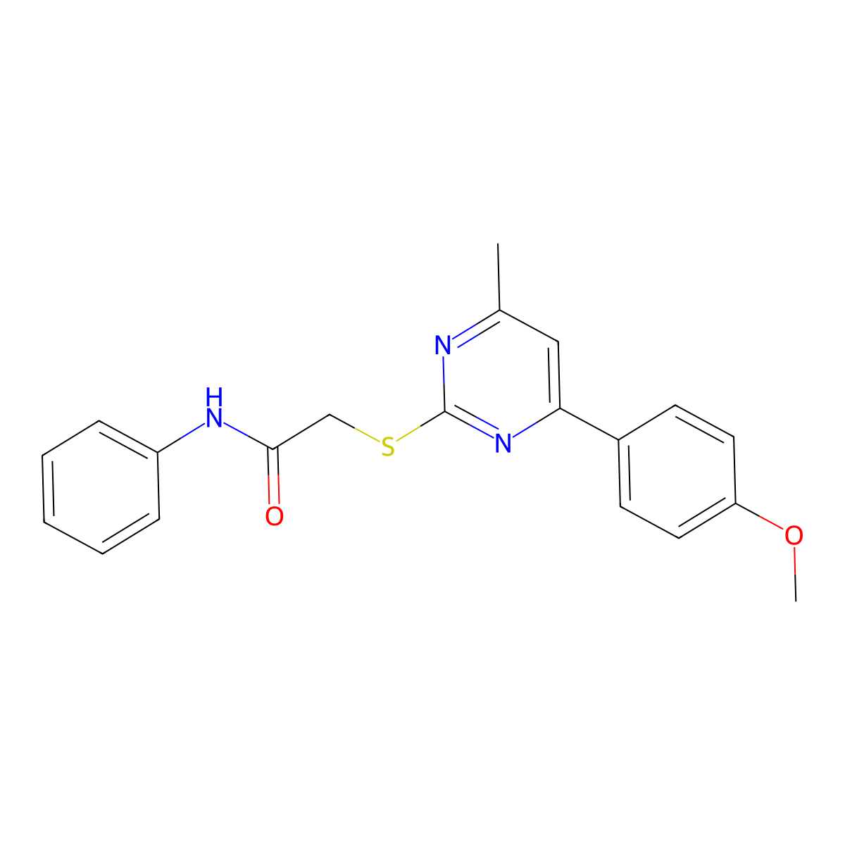 2-{[4-(4-methoxyphenyl)-6-methylpyrimidin-2-yl]sulfanyl}-N-phenylacetamide molecular structure, CAS 300849-48-3