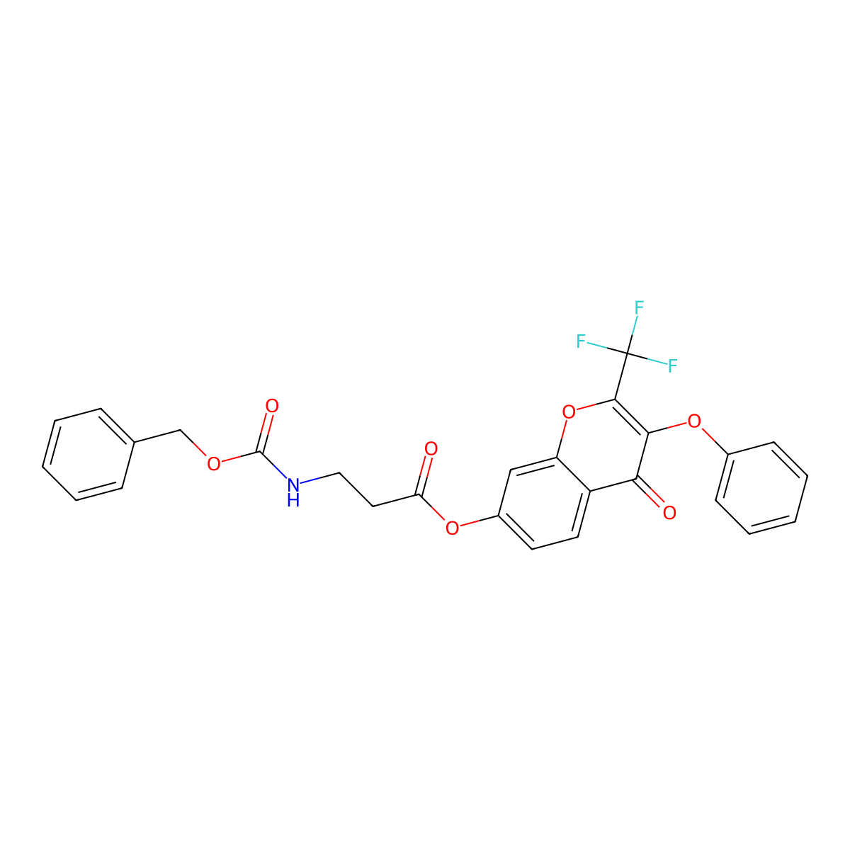 [4-Oxo-3-phenoxy-2-(trifluoromethyl)chromen-7-yl] 3-(phenylmethoxycarbonylamino)propanoate molecular structure, CAS 300849-52-9