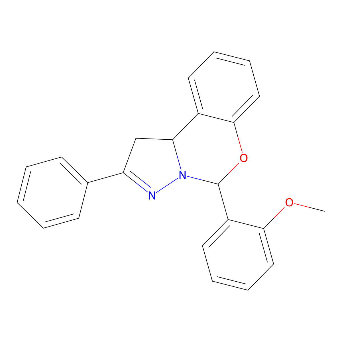 5-(2-Methoxyphenyl)-2-phenyl-1,10b-dihydropyrazolo[1,5-c][1,3]benzoxazine molecular structure, CAS 300850-52-6