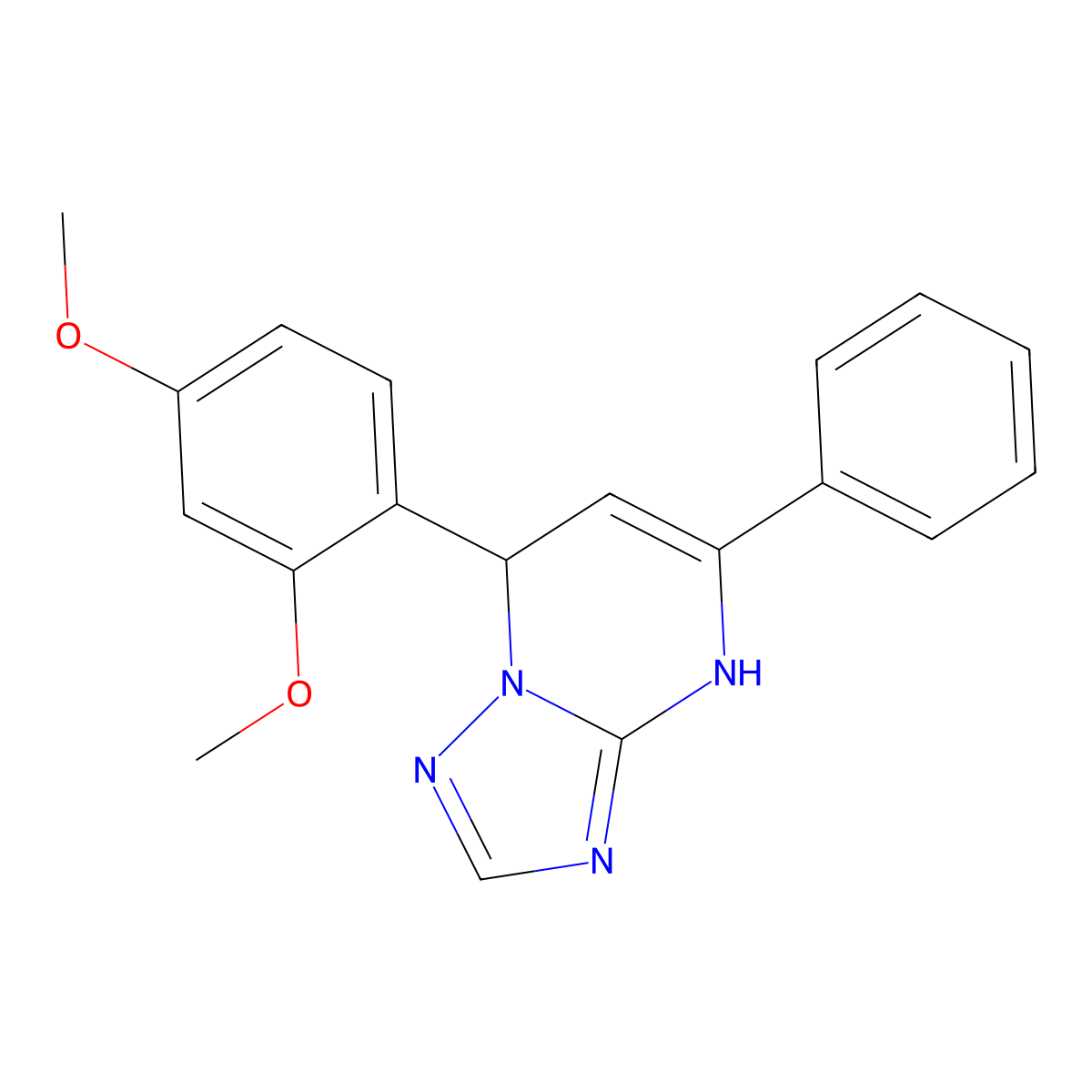 7-(2,4-Dimethoxyphenyl)-5-phenyl-4,7-dihydro[1,2,4]triazolo[1,5-a]pyrimidine molecular structure, CAS 300850-69-5