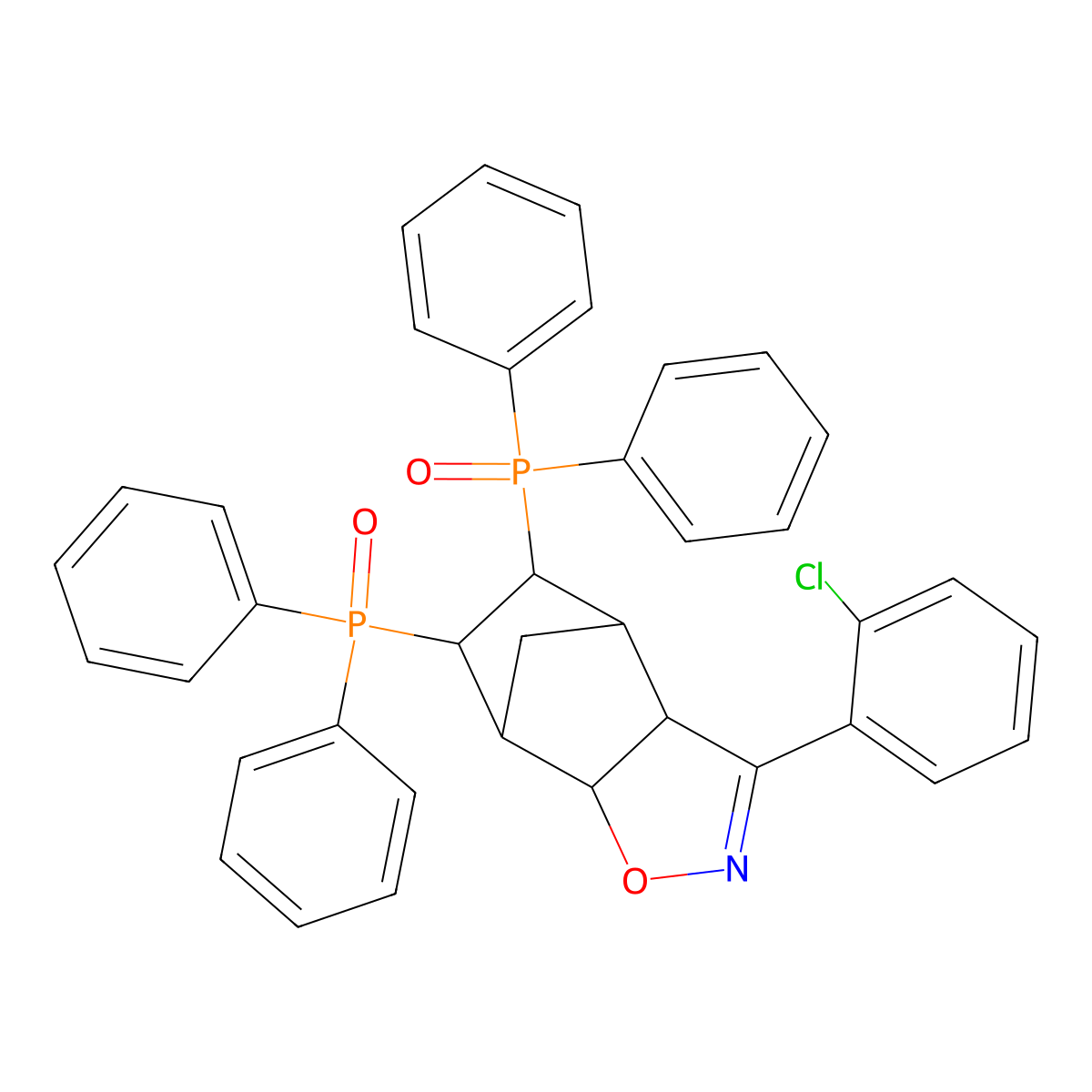 5-(2-Chlorophenyl)-8,9-bis(diphenylphosphoryl)-3-oxa-4-azatricyclo[5.2.1.02,6]dec-4-ene molecular structure, CAS 300851-96-1