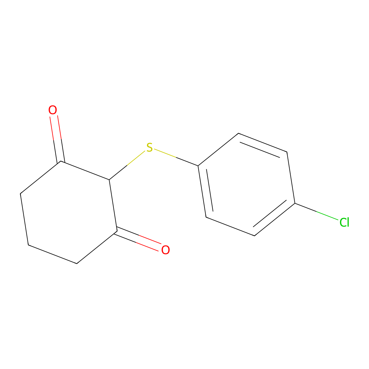 2-[(4-Chlorophenyl)sulfanyl]-1,3-cyclohexanedione molecular structure, CAS 300852-04-4