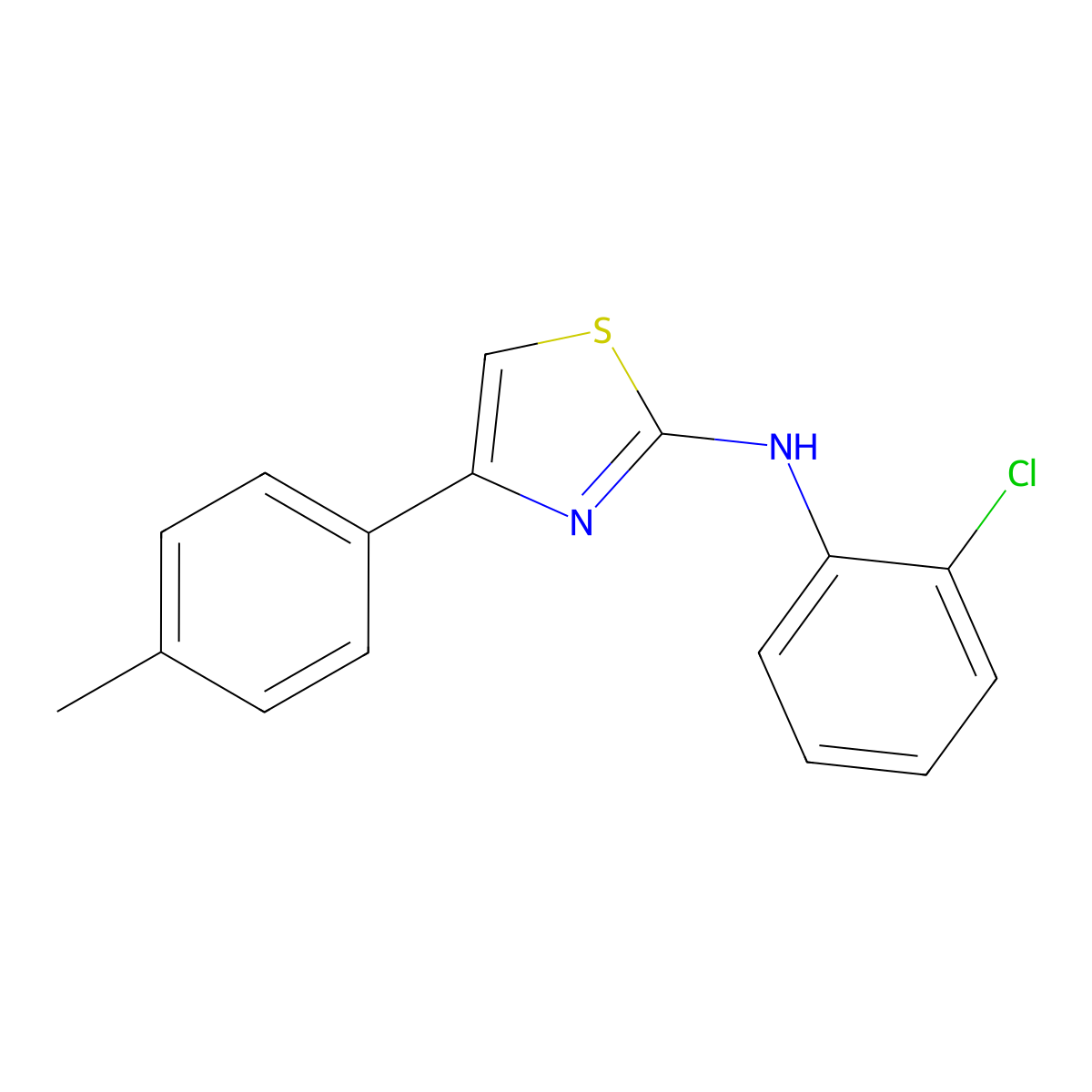 N-(2-chlorophenyl)-4-(4-methylphenyl)-1,3-thiazol-2-amine molecular structure, CAS 300852-06-6