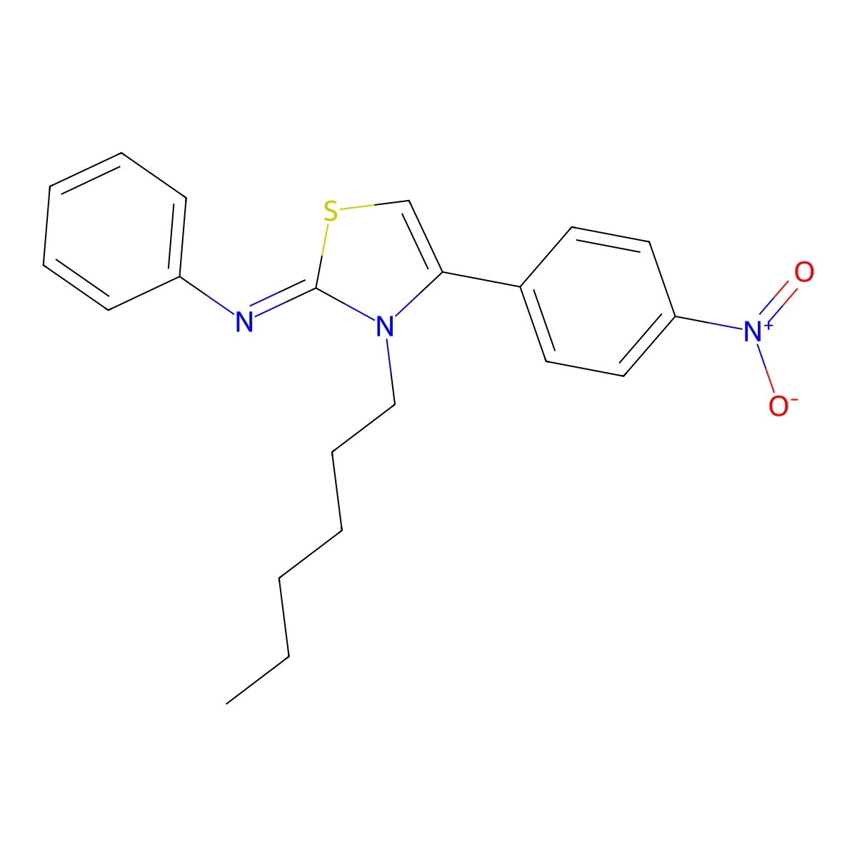 3-hexyl-4-(4-nitrophenyl)-N-phenyl-1,3-thiazol-2-imine molecular structure, CAS 300852-12-4