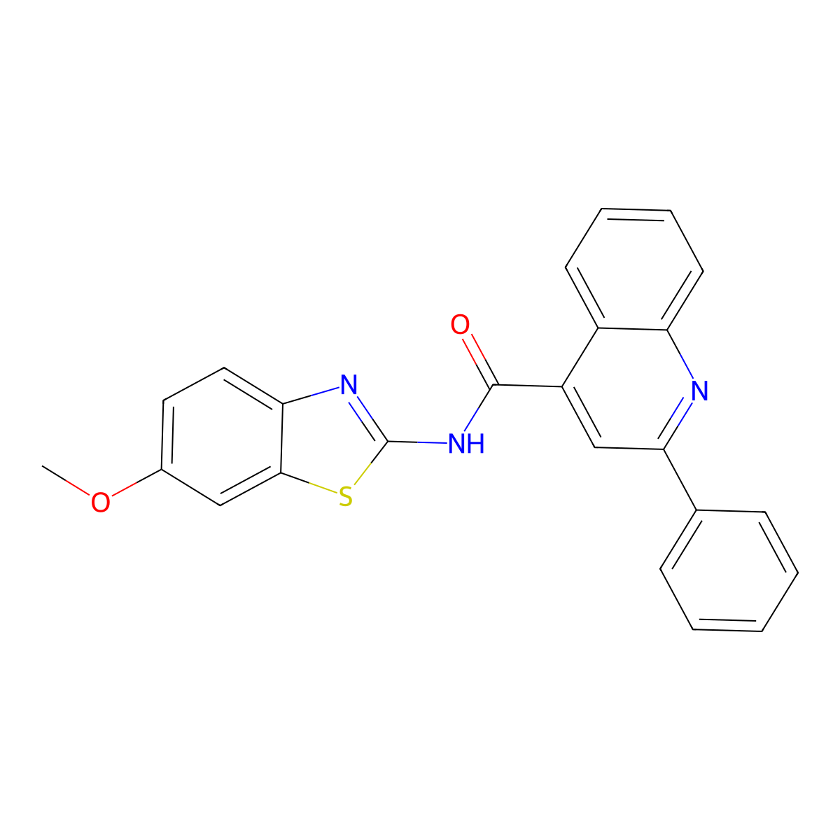 N-(6-methoxy-1,3-benzothiazol-2-yl)-2-phenylquinoline-4-carboxamide molecular structure, CAS 300852-37-3