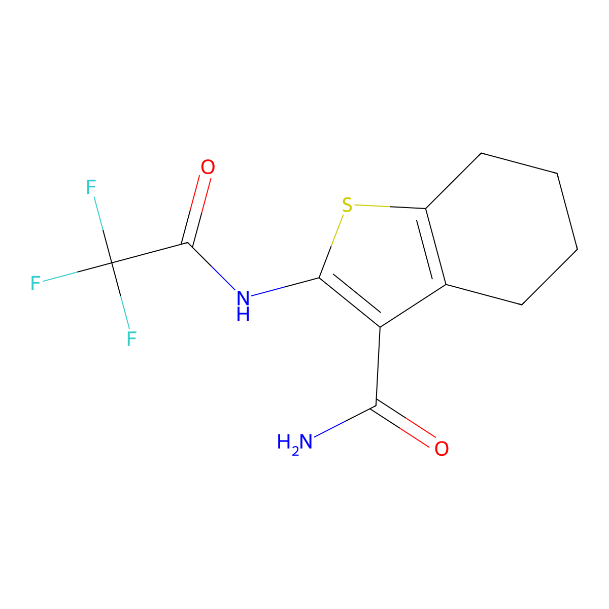 2-(2,2,2-Trifluoroacetamido)-4,5,6,7-tetrahydrobenzo[b]thiophene-3-carboxamide molecular structure, CAS 300852-92-0