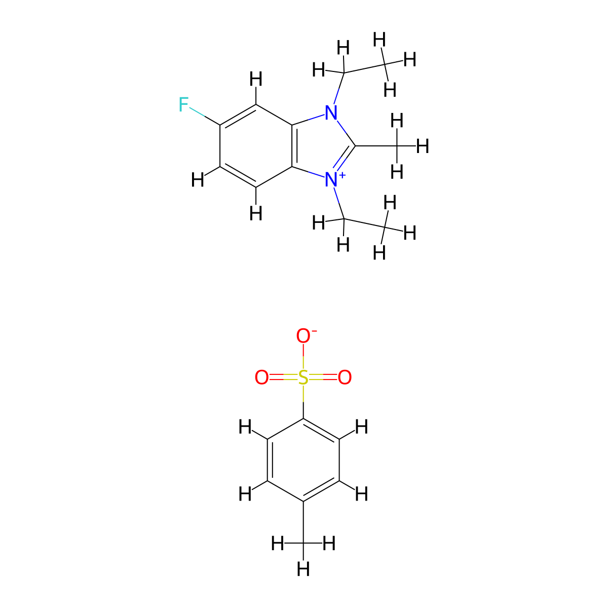 1,3-diethyl-6-fluoro-2-methyl-1H-3,1-benzimidazol-3-ium 4-methylbenzenesulfonate molecular structure, CAS 300857-34-5
