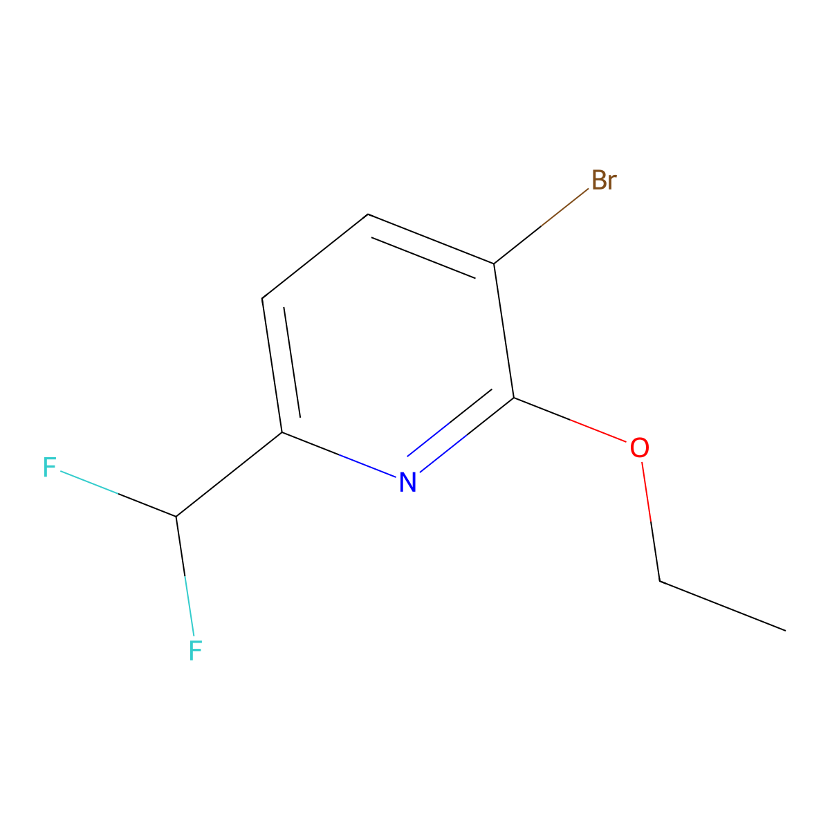 3-Bromo-6-(difluoromethyl)-2-ethoxypyridine molecular structure, CAS 3008582-86-0