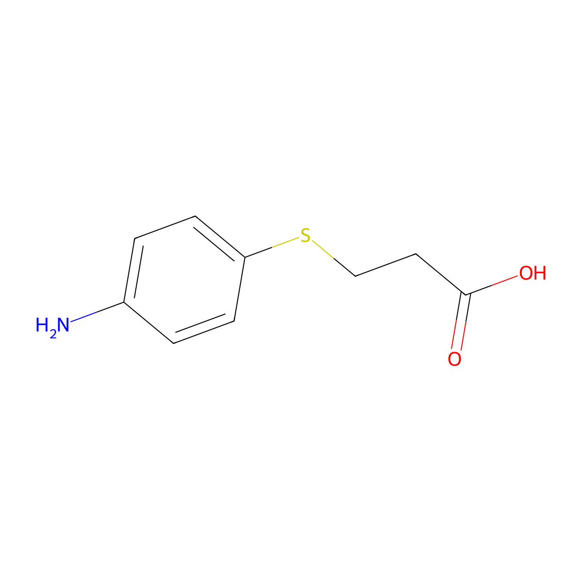 3-[(4-Aminophenyl)sulfanyl]propanoic acid molecular structure, CAS 30086-23-8