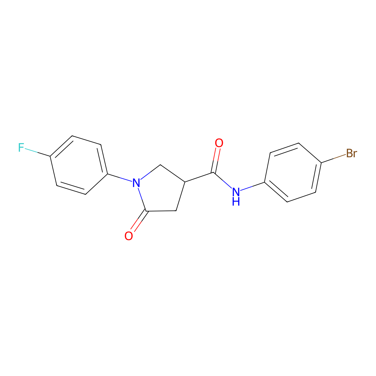 N-(4-bromophenyl)-1-(4-fluorophenyl)-5-oxopyrrolidine-3-carboxamide molecular structure, CAS 300860-25-7