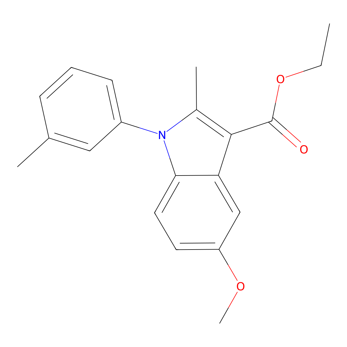Ethyl 5-methoxy-2-methyl-1-(3-methylphenyl)indole-3-carboxylate molecular structure, CAS 300860-29-1