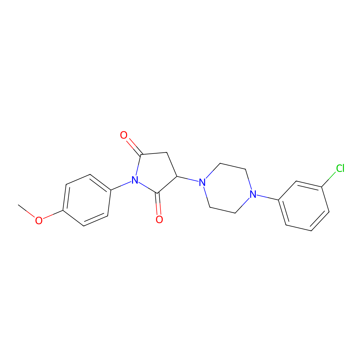 3-[4-(3-Chlorophenyl)piperazin-1-yl]-1-(4-methoxyphenyl)pyrrolidine-2,5-dione molecular structure, CAS 300860-37-1
