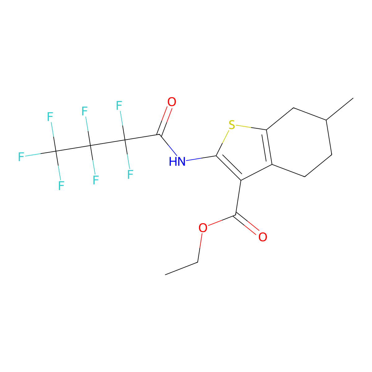 Ethyl 2-[(2,2,3,3,4,4,4-heptafluorobutanoyl)amino]-6-methyl-4,5,6,7-tetrahydro-1-benzothiophene-3-carboxylate molecular structure, CAS 300860-41-7