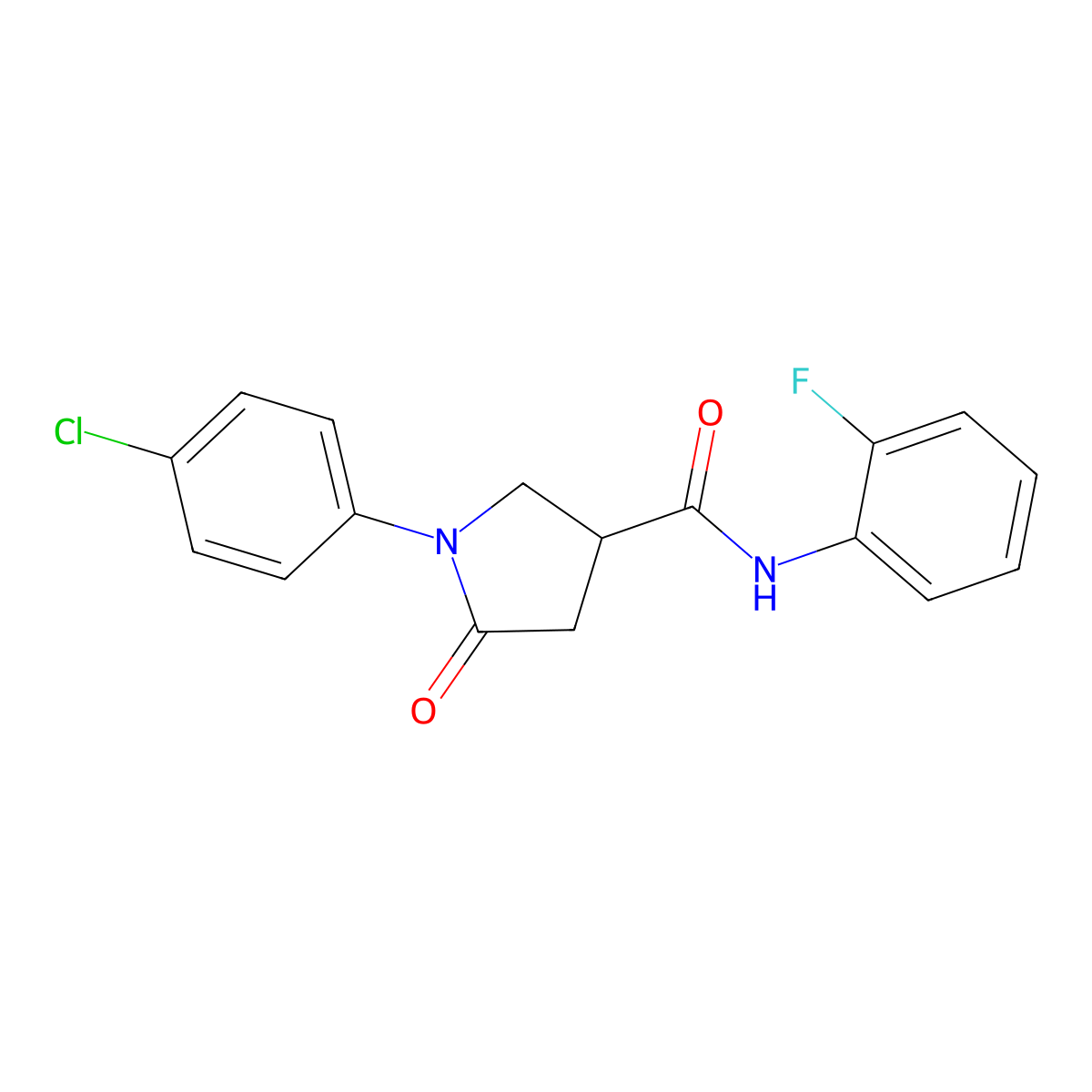1-(4-chlorophenyl)-N-(2-fluorophenyl)-5-oxopyrrolidine-3-carboxamide molecular structure, CAS 300860-42-8