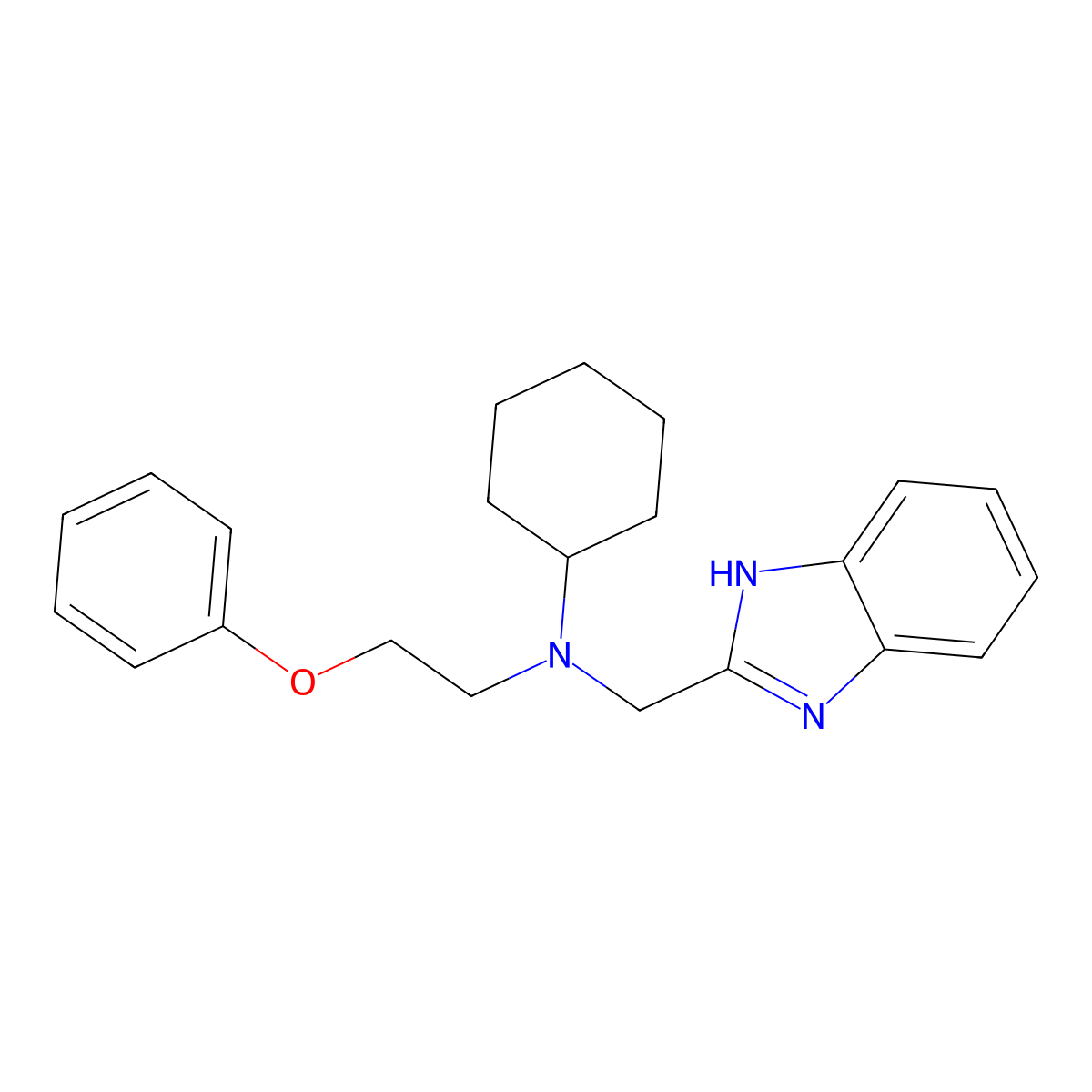 N-(1H-benzimidazol-2-ylmethyl)-N-(2-phenoxyethyl)cyclohexanamine molecular structure, CAS 300860-66-6