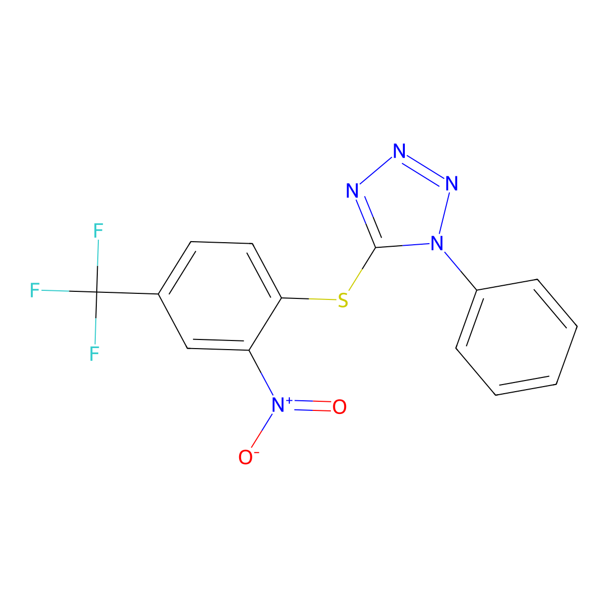 5-{[2-nitro-4-(trifluoromethyl)phenyl]thio}-1-phenyl-1H-tetrazole molecular structure, CAS 300860-97-3