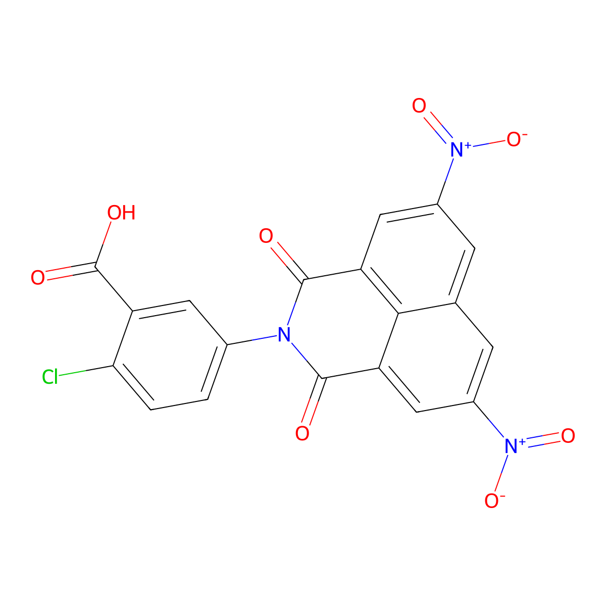 2-chloro-5-(5,8-dinitro-1,3-dioxo-1H-benzo[de]isoquinolin-2(3H)-yl)benzoic acid molecular structure, CAS 300861-70-5