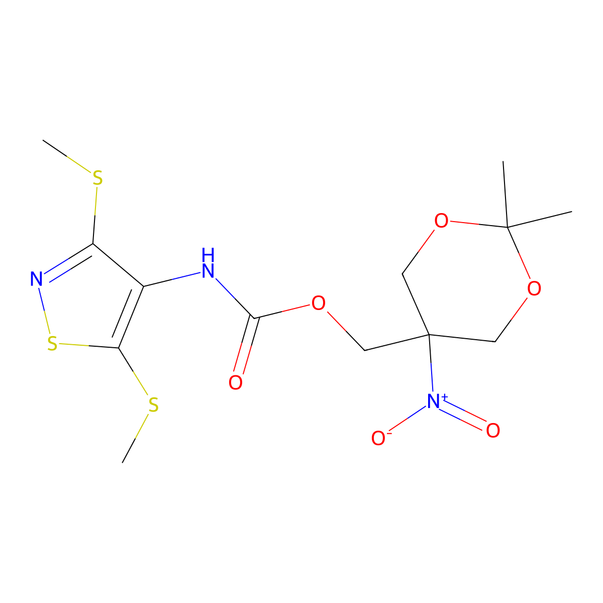 (2,2-dimethyl-5-nitro-1,3-dioxan-5-yl)methyl N-[3,5-bis(methylsulfanyl)-1,2-thiazol-4-yl]carbamate molecular structure, CAS 300861-76-1
