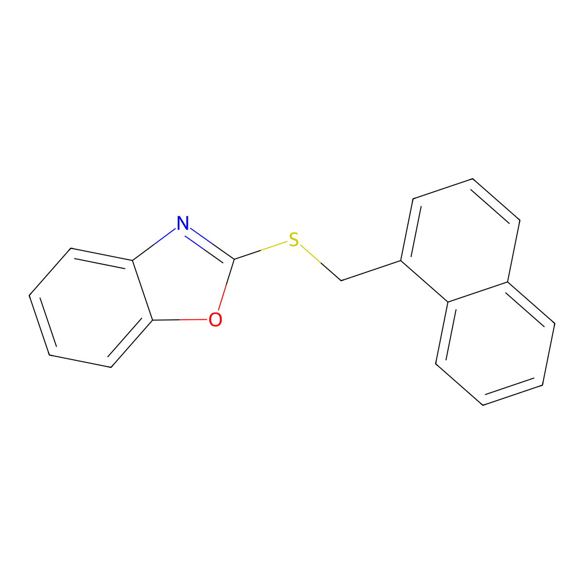 2-(Naphthalen-1-ylmethylsulfanyl)-benzooxazole molecular structure, CAS 300862-36-6