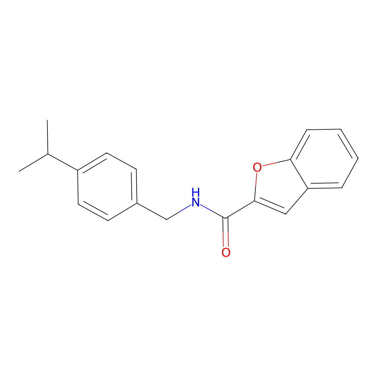 N-[(4-propan-2-ylphenyl)methyl]-1-benzofuran-2-carboxamide molecular structure, CAS 300863-45-0