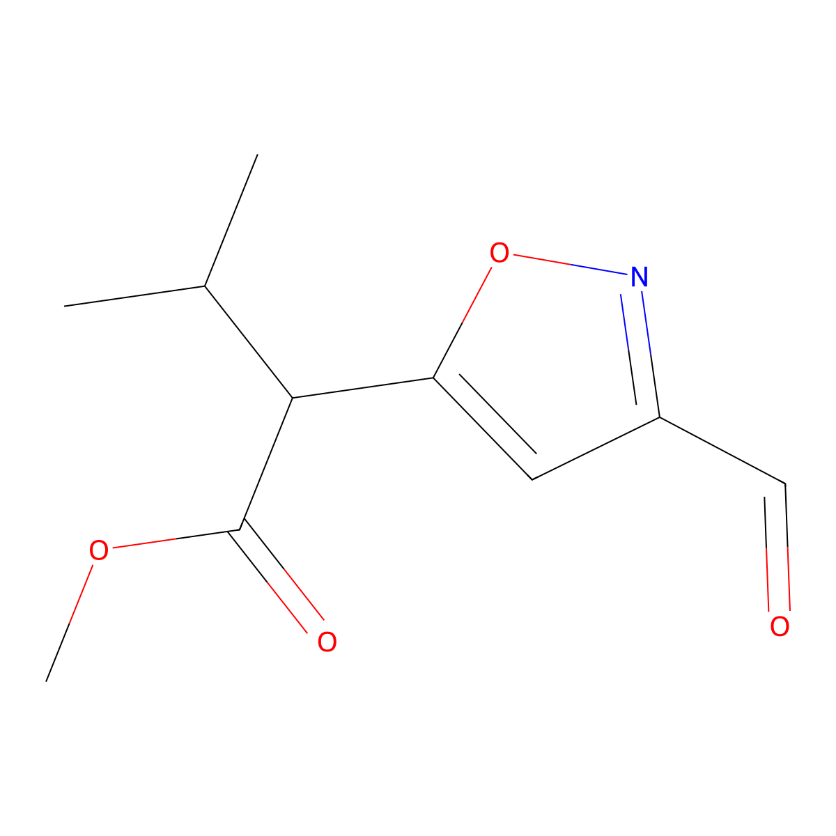 Methyl 2-(3-formyl-1,2-oxazol-5-YL)-3-methylbutanoate molecular structure, CAS 3009038-31-4