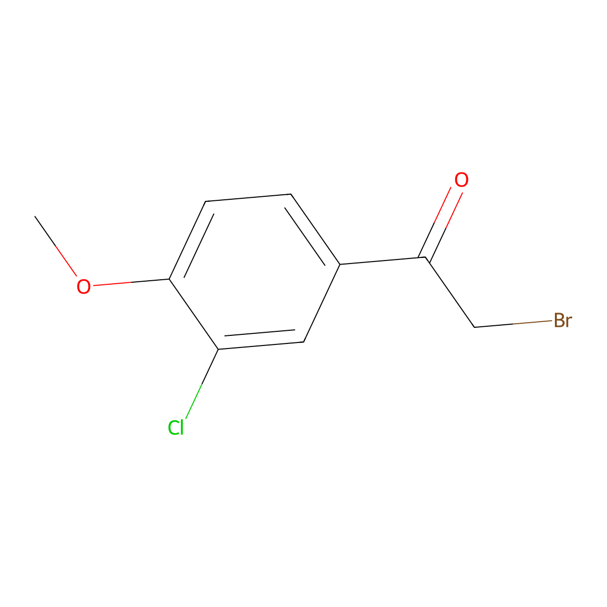 2-Bromo-1-(3-chloro-4-methoxyphenyl)ethan-1-one molecular structure, CAS 30095-50-2